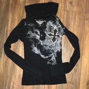 Rock and roll cowgirl hooded long sleeve